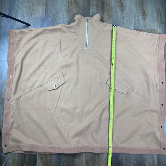 Camel Coat Poncho Cape Wool Blend Extra Large XL Tan Winter ICCON - Picture 13 of 15